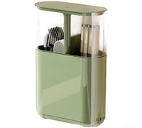 Support de baguettes mural avec couvercle à pression pour le rangement de la cuisine, boîte de rangement d'ustensiles en ABS avec plateau amovible pour cuillères et fourchettes, couleur blanche (vert)
