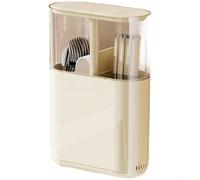 Support de baguettes mural avec couvercle à pression pour le rangement de la cuisine, boîte de rangement d'ustensiles en ABS avec plateau amovible pour cuillères et fourchettes, couleur blanche