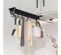 Support De Balai Et De Serpillère Extractible, Organisateur De Casseroles Et Poêles Extractibles, Support De Placard En Alliage D'aluminium Avec Crochets Réglables, Pour Armoire(22.04in-20 hook)