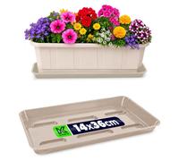 Support de balcon de 40 cm pour jardinières, rectangulaire. Soucoupe en plastique pour pots de fleurs, idéale pour les jardinières de balcon, et comme support pour plantes sur balcon ou rebord de fenê