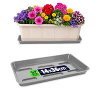 Support de balcon de 40 cm pour jardinières, rectangulaire. Soucoupe en plastique pour pots de fleurs, idéale pour les jardinières de balcon, et comme support pour plantes sur balcon ou rebord de fenê