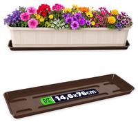 Support de balcon de 80 cm pour jardinières, rectangulaire. Soucoupe en plastique pour pots de fleurs, idéale pour les jardinières de balcon, et comme support pour plantes sur balcon ou rebord de fenê