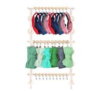 Support de bandeau, organiseur de nœuds - Planche murale à suspendre en tissu rose, organiseur de collection d'accessoires pour cheveux, crochet de cheville en bois robuste