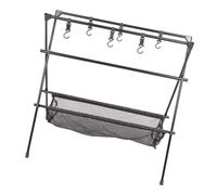 Support de Barbecue de Camping Pliable, en Alliage D'aluminium Noir | Rangement Extérieur Léger, Usage Voyage et Loisirs, Structure Portable, Format Compact, Accessoires Camping