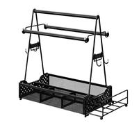 Support de Barbecue Portable pour Barbecue en Plein air, Organisateur de Cuisine Polyvalent avec Porte-Serviettes en Papier, Crochets de Suspension et Porte-mouchoirs, Accessoires