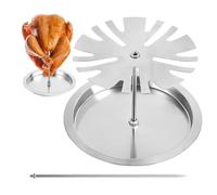 Support de barbecue pour poulet - Support de rôtissoire en acier inoxydable, support d'ailes de barbecue, cadre de barbecue vertical, accessoires de barbecue résistants à la chaleur avec bac