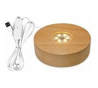 Support de Base Solide de Lampe en Bois, Présentoir Rotatif, Accessoire Rechargeable, avec Télécommande, Lumière LED