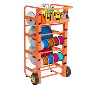 Support de bobine de fil robuste avec roue, chariot de bobine de fil avec 11 tiges, essieux multiples et plateau de rangement pour une utilisation électrique, industrielle et commerciale (B)