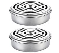 Support de Bobine de Moustique en Acier Inoxydable, 2 pièces, Portable, brûleur d'encens à Bobine, boîte Support en Spirale Ignifuge