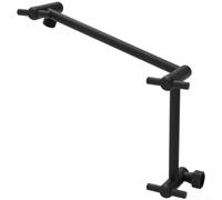 Support de bras de douche réglable avec tige d'extension en T, support mural en acier inoxydable pour une personnalisation flexible de la hauteur, mécanisme à double engrenage, chrome et noir mat
