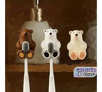 Support de brosse à dents à ventouse en silicone, support mural 3D en forme d'ours polaire pour l'organisation de la salle de bain, support pour brosses, rasoir, fournitures scolaires essentielles Bla