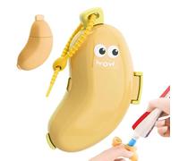 Support de brosse à dents en silicone, couvercle en forme de banane, 3,0 x 8,6 cm, système d'hygiène portable avec distributeur de dentifrice intégré, unité d'accessoires de salle de bain durable