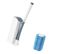 Support de brosse WC avec recharges de nettoyant, bleu 8 remplacem, B | Brosse WC à long manche pour un nettoyage efficace et un gain de place dans les salles de bains, têtes rechargeables