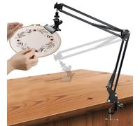 Support de cadre à broder réglable en métal 3 en 1 Cadre/support tablette/téléphone Support pliant pour point de croix Rotatif à 360 pour les cercles de broderie