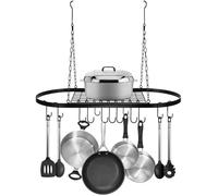 Support de casseroles suspendu avec 10 crochets, support de plafond robuste pour ustensiles de cuisine et ustensiles - Organiseur de cuisine peu encombrant pour le rangement au-dessus de la tête