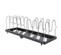 Support de Couvercle de Casserole Extensible, Conception Robuste en ABS avec Fentes en Forme de U pour une Organisation Efficace de la Cuisine (BLACK)