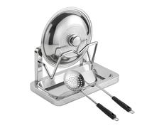 Support de couvercle de casserole, repose-cuillère en acier inoxydable | Avec bac d'égouttement amovible pour casseroles, poêles, support de couvercle | Pour spatule, cuisine, pâtisserie, maison