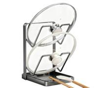 Support de couvercle de casserole - Support de spatule à 2 niveaux, support de couvercle de poêle avec plateau d'égouttement - pour plan de travail, planche à découper, spatule, louche, cuillère de