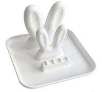 Support de couvercle de pot à lapin en plastique blanc | Joli design de lapin, maintien droit sécurisé, décoration de cuisine ludique, finition blanche, encombrement compact