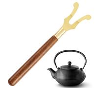Support de couvercle de théière en fonte - Dessous de verre rond noir en fonte - Fourchette ergonomique en métal pour Tetsubin Kung Fu Hot Tea Pot, bouilloire japonaise Bseid