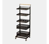 Support de cuisine pour micro-ondes et couvercle de récipient alimentaire avec 5 planches et 2 paniers, étagères blanches pour le rangement des ustensiles, décoration noire et blanche