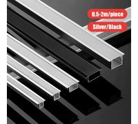Support de diffuseur de canal de profil en aluminium Led, 0.5/1M/2M, en forme de U/v/w, barre lumineuse linéaire noire/argent, éclairage d'angle mural de plafond 100CMX10PCS