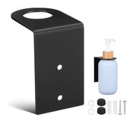 Support de Distributeur de Lotion Mural en Acier Inoxydable Noir 28mm | Porte Distributeur Savonnette Mural, Support Mural pour Flacon, Adhésif sans Perçage Style Aléatoire