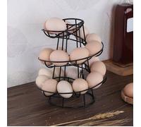 Support de distributeur d'œufs en spirale en métal pour œufs de poule, support de rangement autonome en fil de fer, noir
