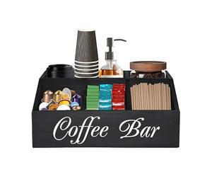 Support de dosette de café en bois - Panier de rangement en bois de comptoir avec compartiments amovibles, organisateur de station de café | Organisateur de bar pour cuisine, of