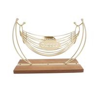Support de dosettes de café, panier de rangement de capsules de café en hamac en fer, organisateur de comptoir de bar avec base en bois stable, large ouverture pour 18 capsules,