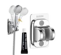 Support de Douche Sans Perçage en Acier Inoxydable 304 - Support Pommeau de Douche Adhésif Réglable à 90°, Support Douchette Mural Universel, Antirouille et Étanche, Argent (Colle Incluse)