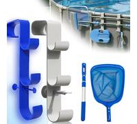 Support de filet à feuilles pour piscine et outils de nettoyage, crochets télescopiques réglables, support de brosse pour piscines hors sol 2pcs Grey Big Holder