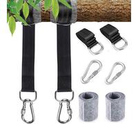 Support de fixation en deux parties pour un hamac de 3 m de long, système de suspension avec jeu de sangles et mousquetons, capacité de charge jusqu'à 1 000 kg, avec sac de rangement et coussin d'arbr