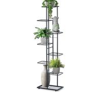 VILDE Porte Plante 8 Niveaux - 142 cm Étagère à Fleurs - Idéal pour Décorations - Métal noir mat