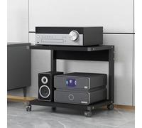 Support de haut-parleur HiFi et plateau tournant à 2 niveaux Chariot TV mobile et support audio vidéo Console pour salon et salle de jeux
