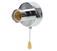 Support de Lampe à Tirette en Acier Inoxydable, Argenté, Simple | Plafonnier et Applique, Chaîne Pratique, Installation Facile, Style Rétro, Usage Maison ou Bar
