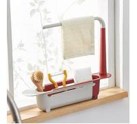 Support de lavabo télescopique pour évier de cuisine - Organisateur d'évier - Éponge - Porte-savon - Organisateur de lavabo - A477