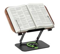 Support de lecture, étagère en bois, Support de Livre de Cuisine Rotatif à 360° Avec Pinces Latérales pour Cuisine, école, Bureau, Partitions de musique, Kindle, Tablette, Bible