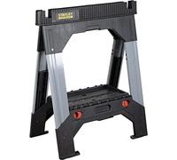 Support de levage FatMax, lot de deux, en aluminium et métal. Support pliable à hauteur réglable, doté de pieds télescopiques en métal pour une stabilité optimale. Capacité de charge jusqu'à 1300 kg. 