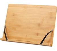 Support de livre de cuisine réglable en bambou à 6 niveaux, pliable - pinces pour papier - dimensions 24x34x21 cm