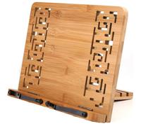 Support de livre en bambou avec motif rétro creux élégant, Pose Livre Réglable pour Cuisine, Bureau, Livres, Tablette et PC