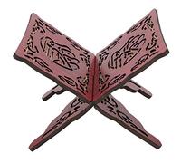 Support de Livre en Bois, 2 Pièces, Style Rétro Sculpté Rouge, Support de Coran Musulman pour Lecture et Décoration de Bureau à Domicile