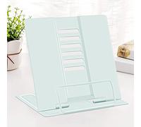 Support de Livre en Métal, Support de Livre de Cuisine Pliable, 6 Hauteurs Réglable Support de Livre, Support de Lecture Métal Multifonction pour Livres Recette Manuel Partitions(Vert Macaron)