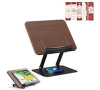 Support de Livre pour Lecture, Pupitre de Lecture Réglable Hauteur, Support de Livre de Cuisine Rotatif à 360° Avec Pinces Latérales pour Cuisine, 5 Signets