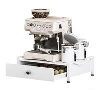 Support de machine à café en acier inoxydable avec tiroir coulissant - Support de capsules et organisateur de comptoir de cuisine pour machines à expresso, blanc, 42,5 x 31 x 11 ()