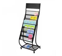 Support de magazine au sol, porte-information avec 4 roues, grand support de rangement en fer pour journaux et brochures pour bureau, exposition, salon commercial