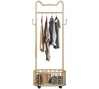 Support de manteau autoportant 3 en 1 organisateur d'entrée avec panier de rangement Cadre en métal stable Style industriel Vêtements Cintre pour chambre à coucher couloir Home Décor Space Saving Desi