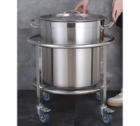 Support de marmite en acier inoxydable avec 4 roues, idéal pour les grandes casseroles à soupe, les seaux à lait et les cantines, design robuste pour restaurant et cuisine