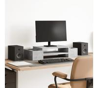 vidaXL Support de moniteur avec rangement gris béton bois d'ingénierie