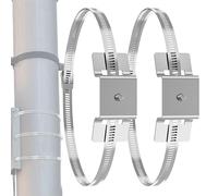 Support de montage pour caméra de sécurité sur poteau | Lot de 2 supports réglables résistants pour poteau pour extérieur, intérieur, TV, satellite, garde-corps